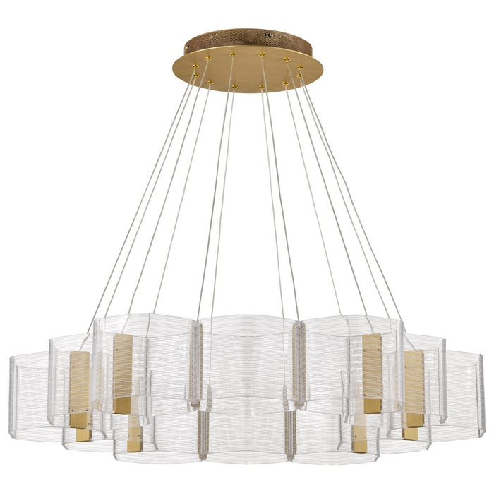 SATCO/NUVO Kenzo LED 12-Light Chandelier 85W 3000K 90 CRI Polished Anodized Bronze Finish Light Guide Panel (62-2404)