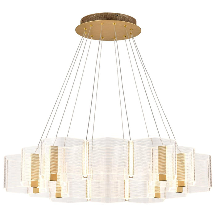 SATCO/NUVO Kenzo LED 12-Light Chandelier 85W 3000K 90 CRI Polished Anodized Bronze Finish Light Guide Panel (62-2404)