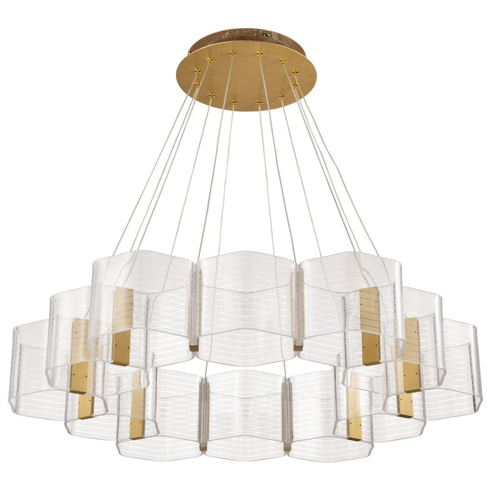SATCO/NUVO Kenzo LED 12-Light Chandelier 85W 3000K 90 CRI Polished Anodized Bronze Finish Light Guide Panel (62-2404)