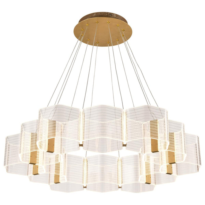 SATCO/NUVO Kenzo LED 12-Light Chandelier 85W 3000K 90 CRI Polished Anodized Bronze Finish Light Guide Panel (62-2404)