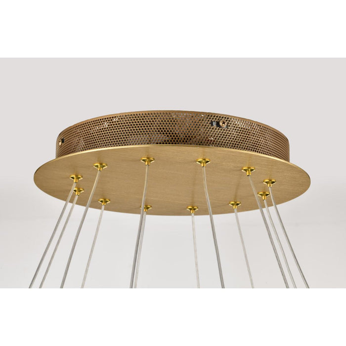 SATCO/NUVO Kenzo LED 12-Light Chandelier 85W 3000K 90 CRI Polished Anodized Bronze Finish Light Guide Panel (62-2404)