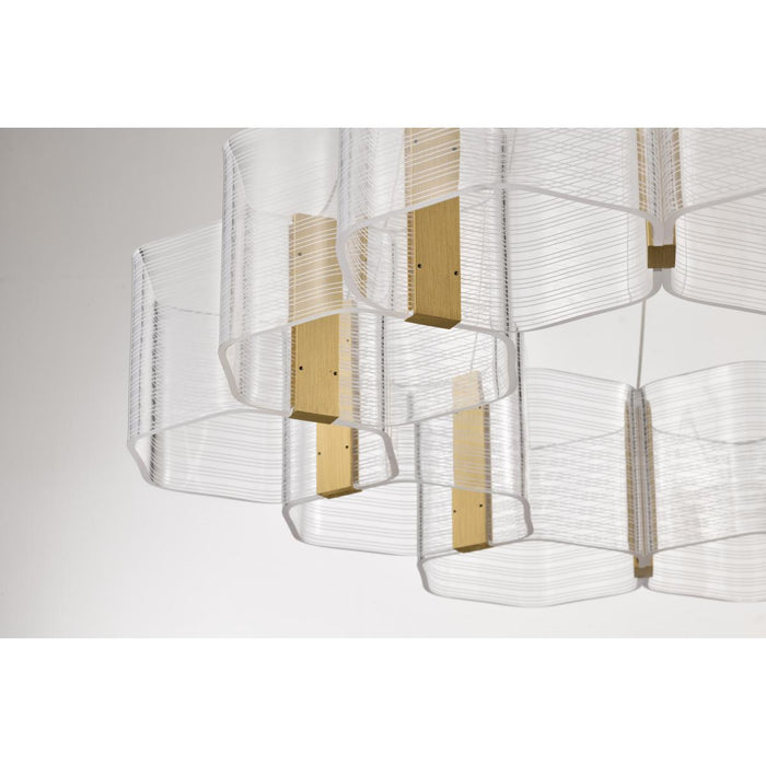 SATCO/NUVO Kenzo LED 12-Light Chandelier 85W 3000K 90 CRI Polished Anodized Bronze Finish Light Guide Panel (62-2404)