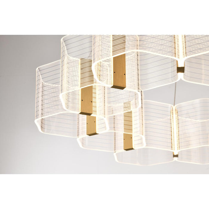SATCO/NUVO Kenzo LED 12-Light Chandelier 85W 3000K 90 CRI Polished Anodized Bronze Finish Light Guide Panel (62-2404)