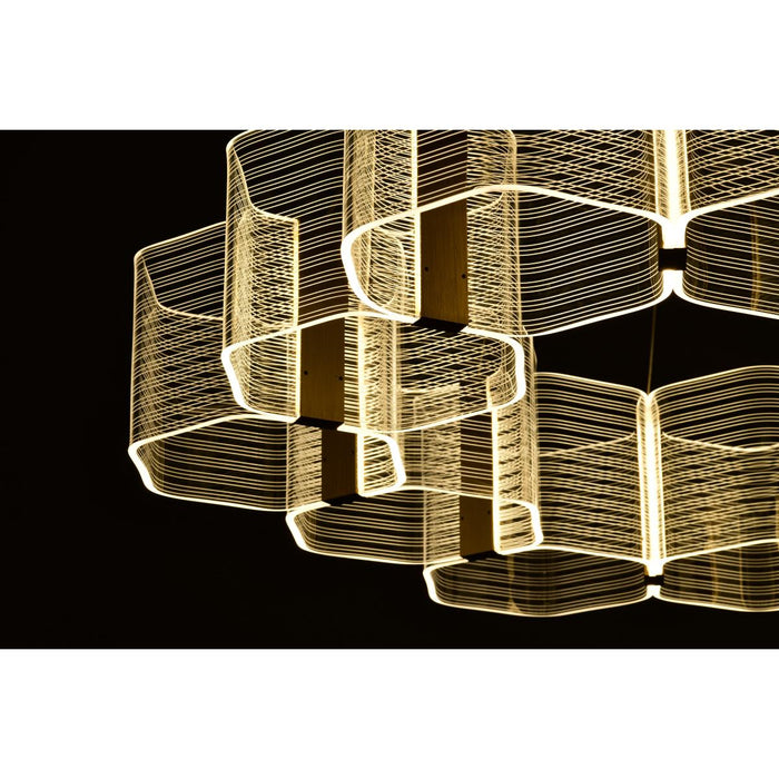 SATCO/NUVO Kenzo LED 12-Light Chandelier 85W 3000K 90 CRI Polished Anodized Bronze Finish Light Guide Panel (62-2404)