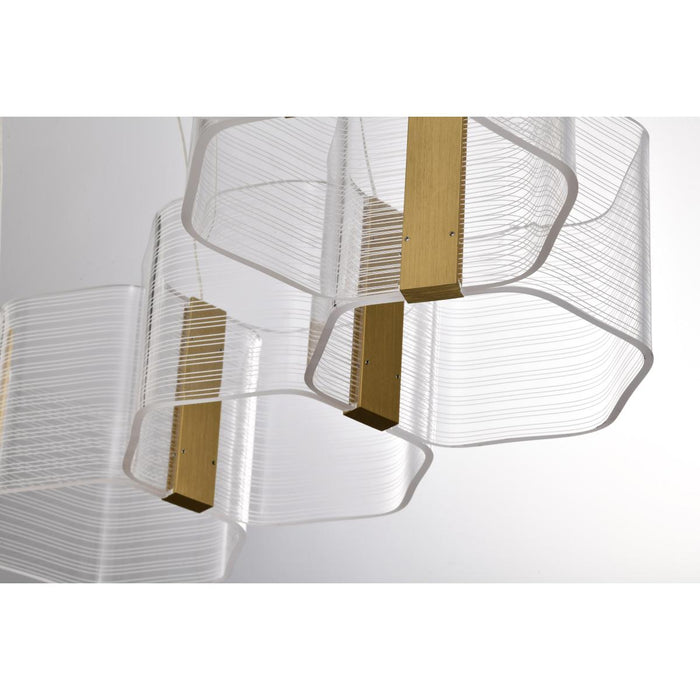SATCO/NUVO Kenzo LED 12-Light Chandelier 85W 3000K 90 CRI Polished Anodized Bronze Finish Light Guide Panel (62-2404)