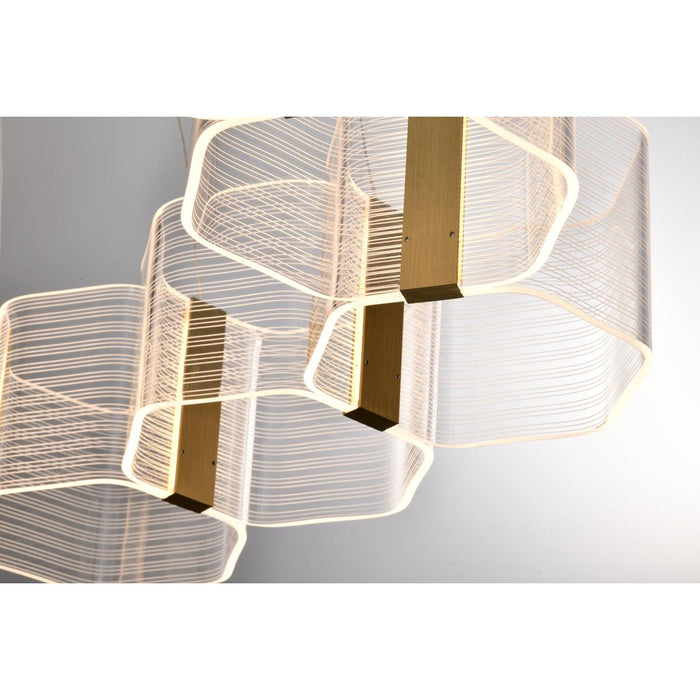 SATCO/NUVO Kenzo LED 12-Light Chandelier 85W 3000K 90 CRI Polished Anodized Bronze Finish Light Guide Panel (62-2404)