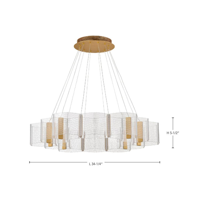 SATCO/NUVO Kenzo LED 12-Light Chandelier 85W 3000K 90 CRI Polished Anodized Bronze Finish Light Guide Panel (62-2404)