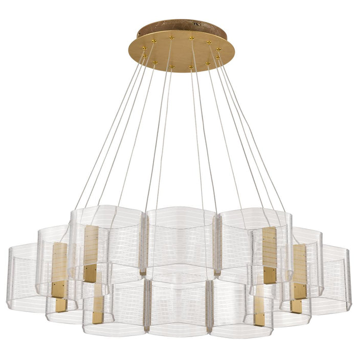 SATCO/NUVO Kenzo LED 12-Light Chandelier 85W 3000K 90 CRI Polished Anodized Bronze Finish Light Guide Panel (62-2404)