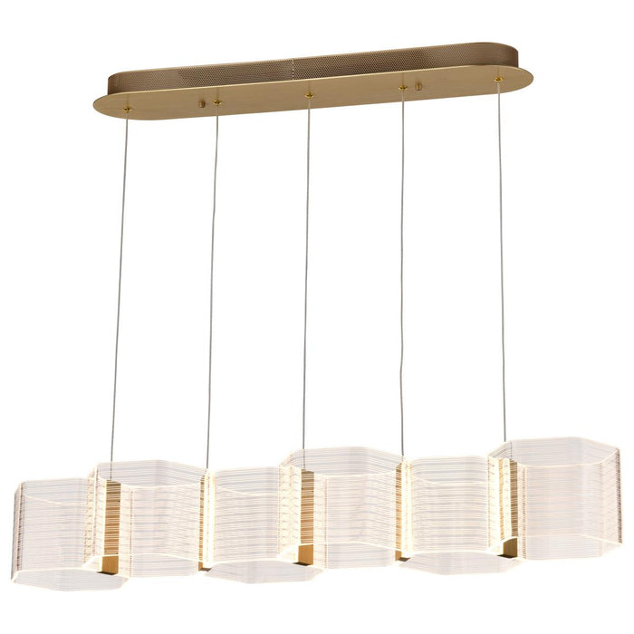 SATCO/NUVO Kenzo LED 6-Light Island Pendant 34W 3000K 90 CRI Polished Anodized Bronze Finish Light Guide Panel (62-2405)