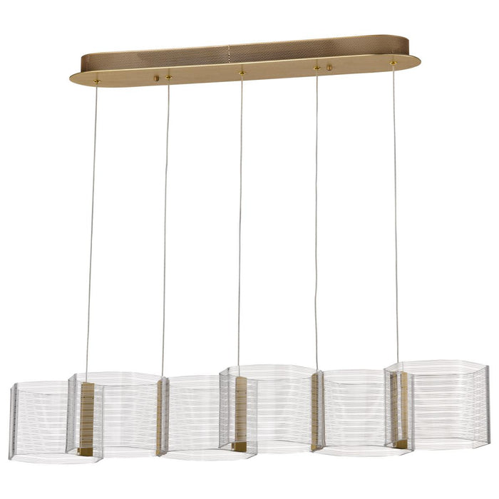 SATCO/NUVO Kenzo LED 6-Light Island Pendant 34W 3000K 90 CRI Polished Anodized Bronze Finish Light Guide Panel (62-2405)