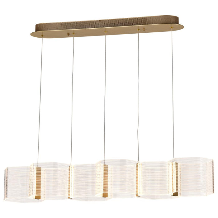 SATCO/NUVO Kenzo LED 6-Light Island Pendant 34W 3000K 90 CRI Polished Anodized Bronze Finish Light Guide Panel (62-2405)