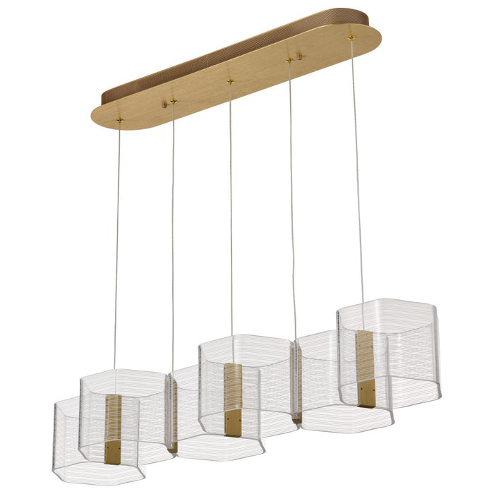 SATCO/NUVO Kenzo LED 6-Light Island Pendant 34W 3000K 90 CRI Polished Anodized Bronze Finish Light Guide Panel (62-2405)
