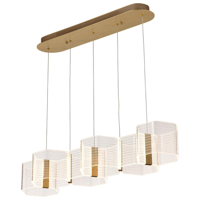 SATCO/NUVO Kenzo LED 6-Light Island Pendant 34W 3000K 90 CRI Polished Anodized Bronze Finish Light Guide Panel (62-2405)