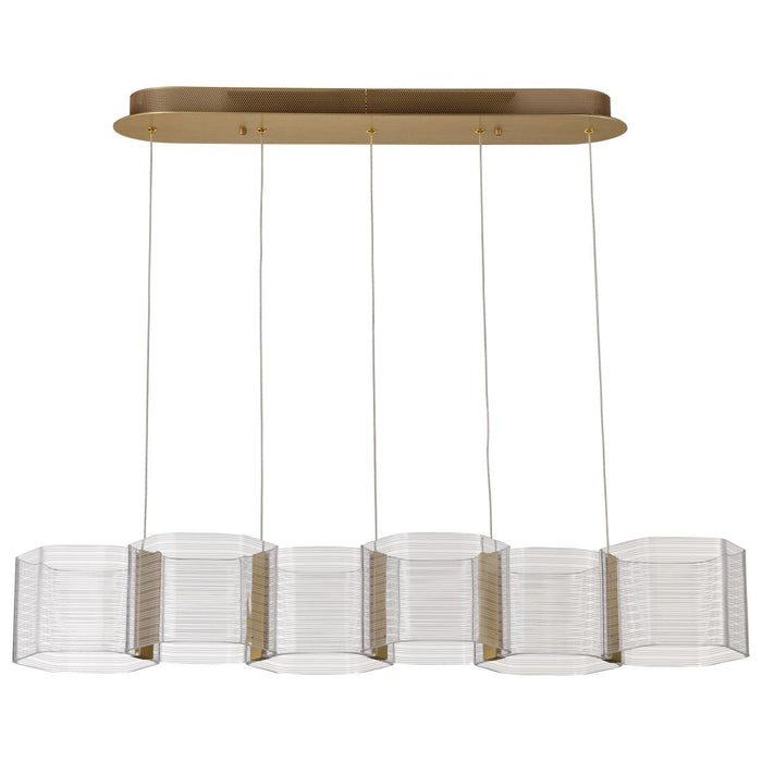 SATCO/NUVO Kenzo LED 6-Light Island Pendant 34W 3000K 90 CRI Polished Anodized Bronze Finish Light Guide Panel (62-2405)