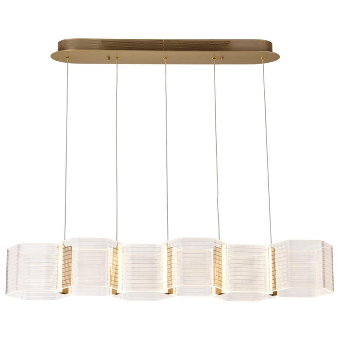 SATCO/NUVO Kenzo LED 6-Light Island Pendant 34W 3000K 90 CRI Polished Anodized Bronze Finish Light Guide Panel (62-2405)