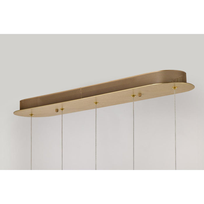 SATCO/NUVO Kenzo LED 6-Light Island Pendant 34W 3000K 90 CRI Polished Anodized Bronze Finish Light Guide Panel (62-2405)