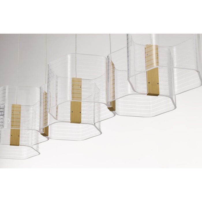 SATCO/NUVO Kenzo LED 6-Light Island Pendant 34W 3000K 90 CRI Polished Anodized Bronze Finish Light Guide Panel (62-2405)