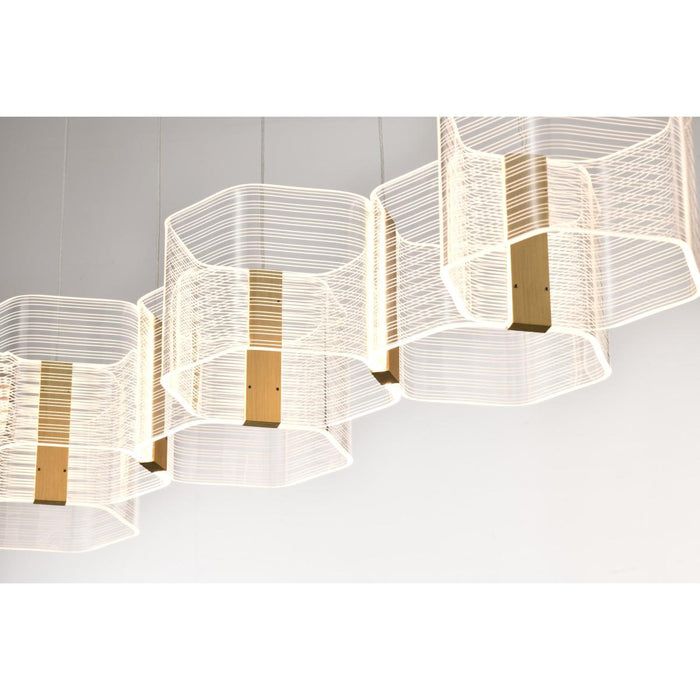 SATCO/NUVO Kenzo LED 6-Light Island Pendant 34W 3000K 90 CRI Polished Anodized Bronze Finish Light Guide Panel (62-2405)
