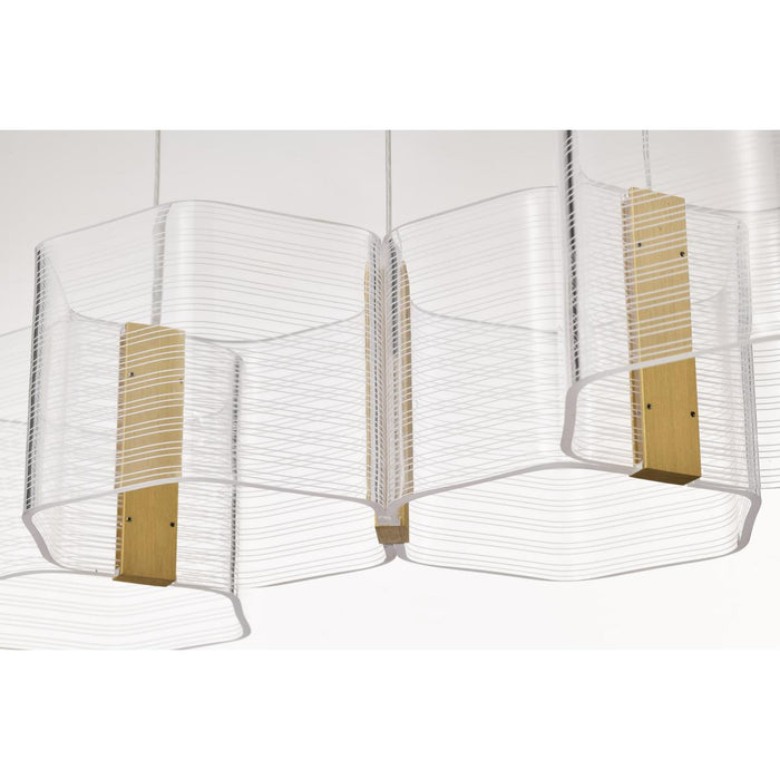 SATCO/NUVO Kenzo LED 6-Light Island Pendant 34W 3000K 90 CRI Polished Anodized Bronze Finish Light Guide Panel (62-2405)