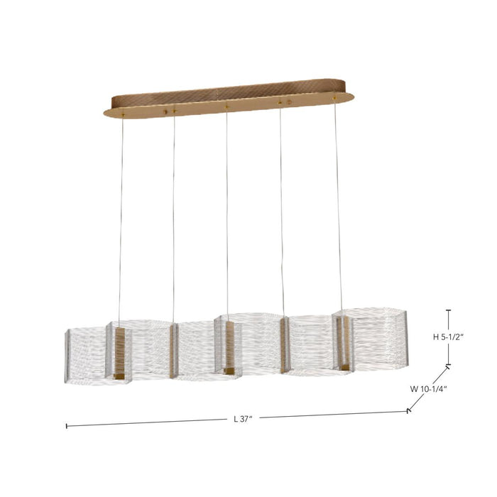 SATCO/NUVO Kenzo LED 6-Light Island Pendant 34W 3000K 90 CRI Polished Anodized Bronze Finish Light Guide Panel (62-2405)