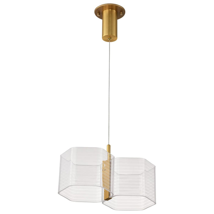 SATCO/NUVO Kenzo LED 2-Light Mini Pendant 12W 3000K 90 CRI Polished Anodized Bronze Finish Light Guide Panel (62-2406)