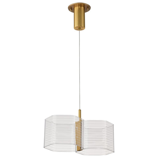 SATCO/NUVO Kenzo LED 2-Light Mini Pendant 12W 3000K 90 CRI Polished Anodized Bronze Finish Light Guide Panel (62-2406)