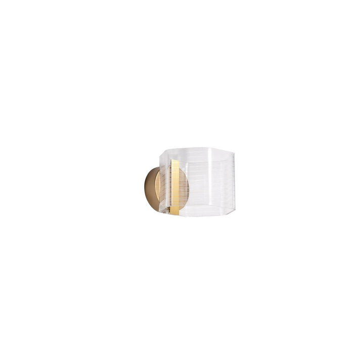 SATCO/NUVO Kenzo LED 1-Light Wall Sconce 6W 3000K 90 CRI Vintage Brass Finish Light Guide Panel (62-2407)