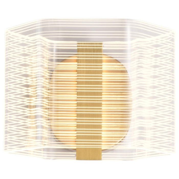 SATCO/NUVO Kenzo LED 1-Light Wall Sconce 6W 3000K 90 CRI Vintage Brass Finish Light Guide Panel (62-2407)