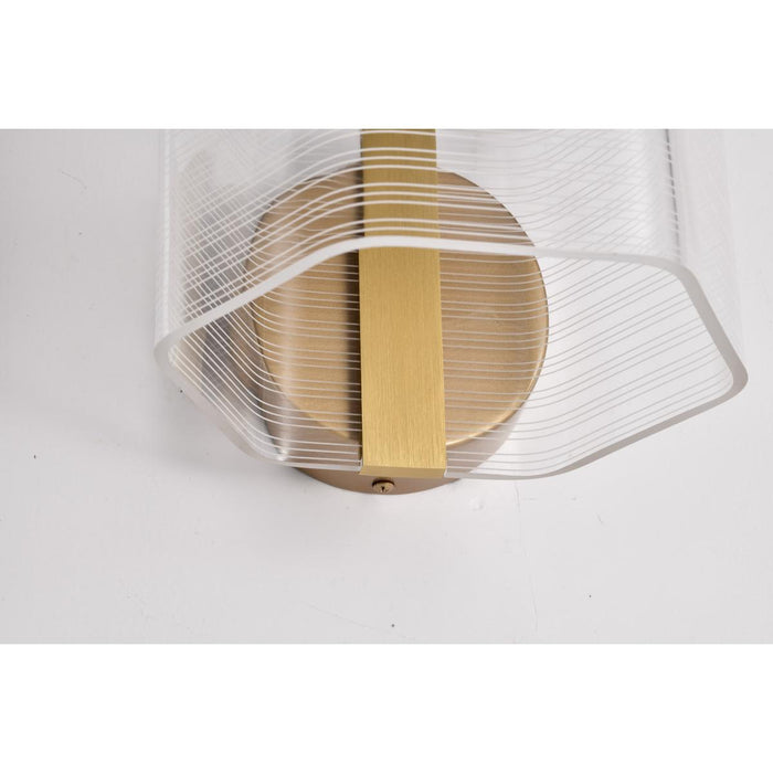 SATCO/NUVO Kenzo LED 1-Light Wall Sconce 6W 3000K 90 CRI Vintage Brass Finish Light Guide Panel (62-2407)
