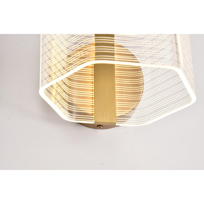 SATCO/NUVO Kenzo LED 1-Light Wall Sconce 6W 3000K 90 CRI Vintage Brass Finish Light Guide Panel (62-2407)