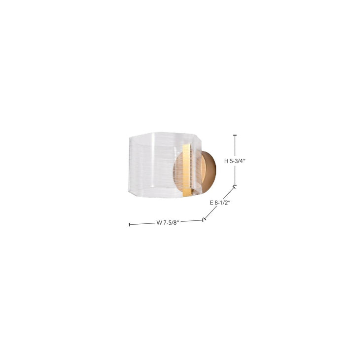 SATCO/NUVO Kenzo LED 1-Light Wall Sconce 6W 3000K 90 CRI Vintage Brass Finish Light Guide Panel (62-2407)