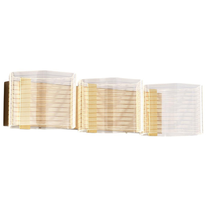SATCO/NUVO Kenzo LED 3-Light Vanity 15W 3000K 90 CRI Vintage Brass Finish Light Guide Panel (62-2408)