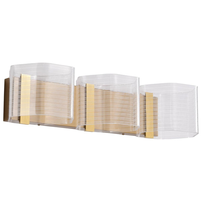 SATCO/NUVO Kenzo LED 3-Light Vanity 15W 3000K 90 CRI Vintage Brass Finish Light Guide Panel (62-2408)
