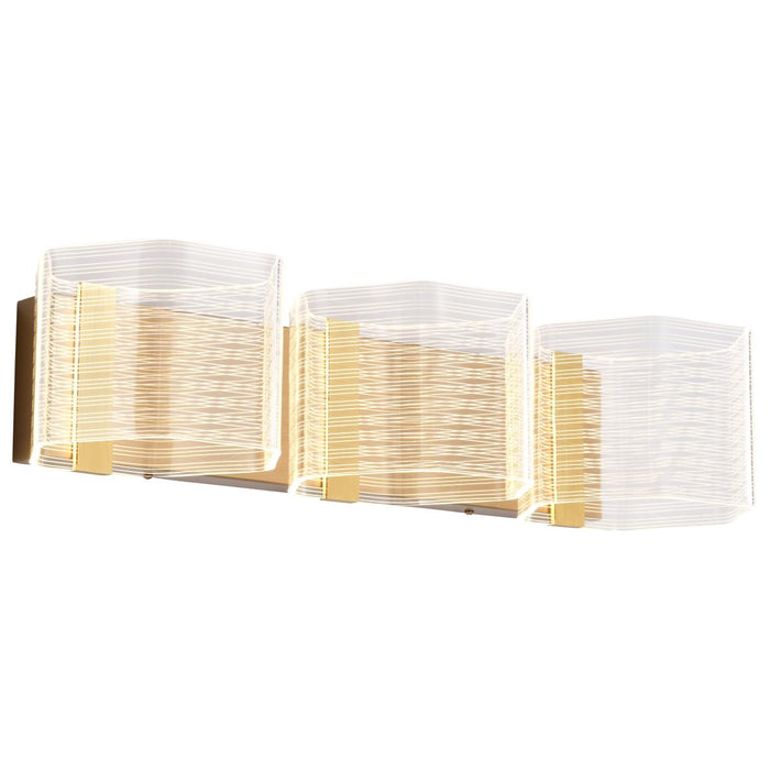 SATCO/NUVO Kenzo LED 3-Light Vanity 15W 3000K 90 CRI Vintage Brass Finish Light Guide Panel (62-2408)