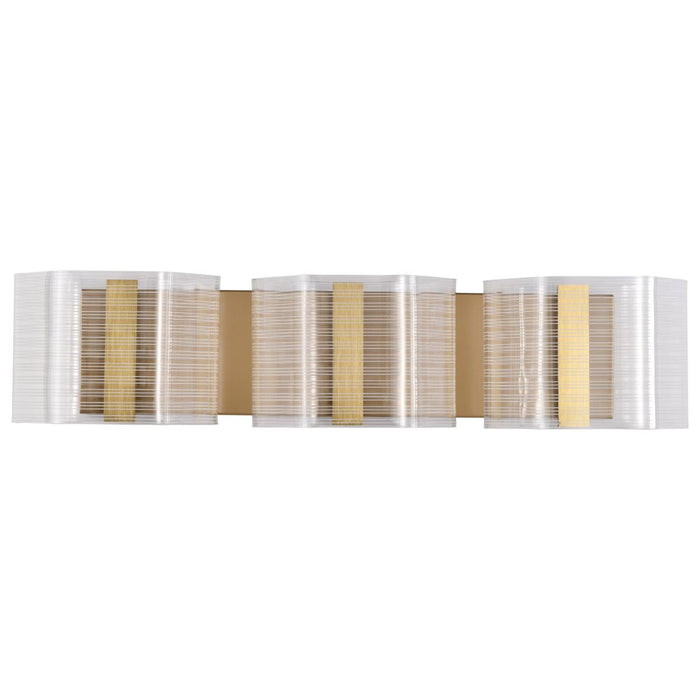 SATCO/NUVO Kenzo LED 3-Light Vanity 15W 3000K 90 CRI Vintage Brass Finish Light Guide Panel (62-2408)