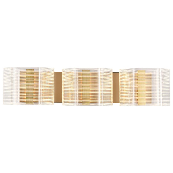 SATCO/NUVO Kenzo LED 3-Light Vanity 15W 3000K 90 CRI Vintage Brass Finish Light Guide Panel (62-2408)