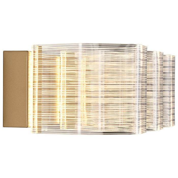 SATCO/NUVO Kenzo LED 3-Light Vanity 15W 3000K 90 CRI Vintage Brass Finish Light Guide Panel (62-2408)