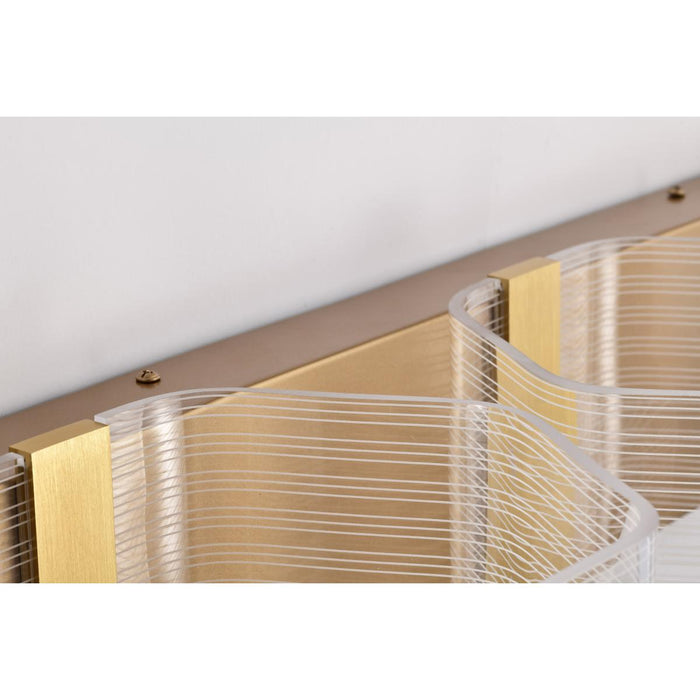 SATCO/NUVO Kenzo LED 3-Light Vanity 15W 3000K 90 CRI Vintage Brass Finish Light Guide Panel (62-2408)