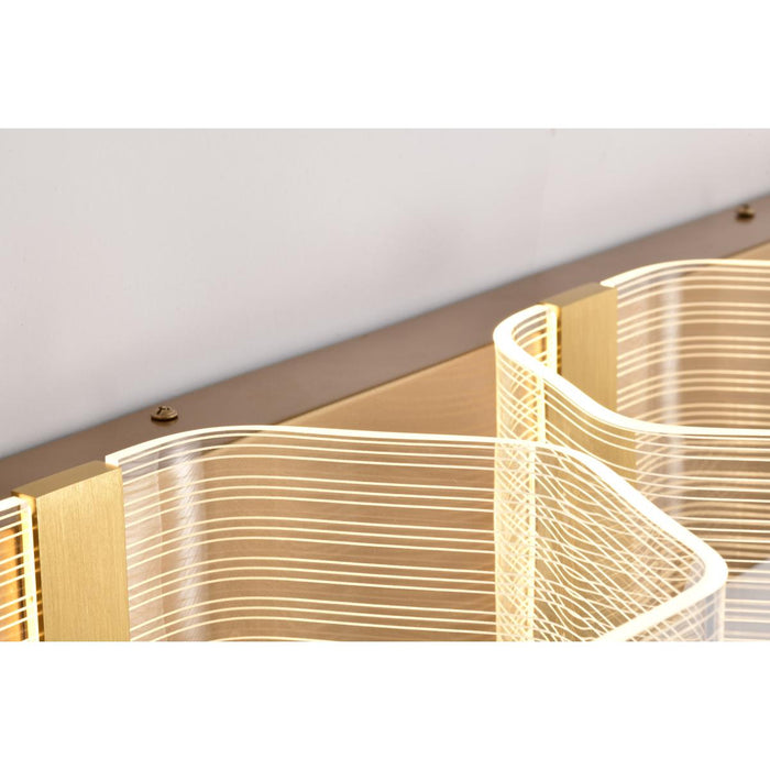 SATCO/NUVO Kenzo LED 3-Light Vanity 15W 3000K 90 CRI Vintage Brass Finish Light Guide Panel (62-2408)
