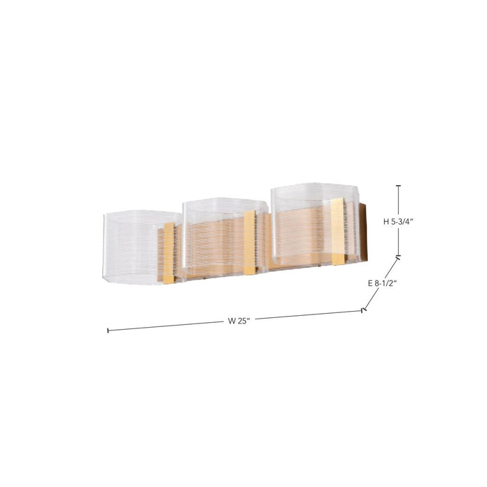 SATCO/NUVO Kenzo LED 3-Light Vanity 15W 3000K 90 CRI Vintage Brass Finish Light Guide Panel (62-2408)