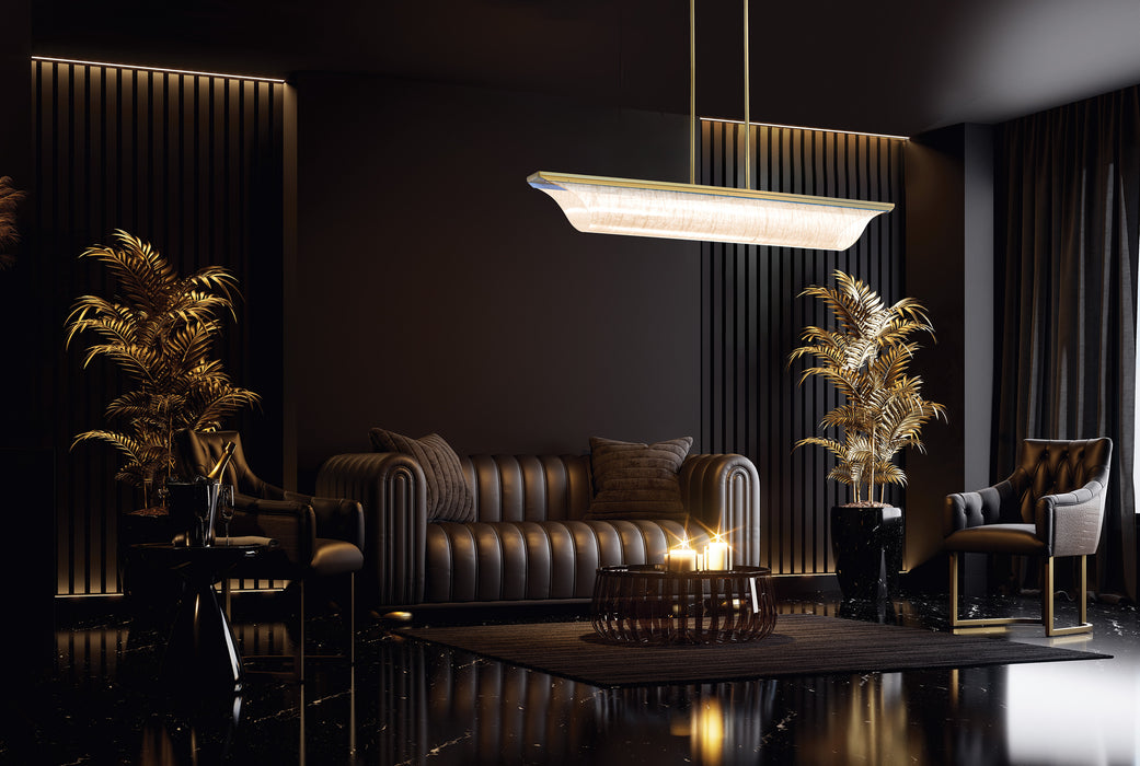 SATCO/NUVO Idris LED Island Pendant Vintage Brass Finish Light Guide Panels (62-2411)