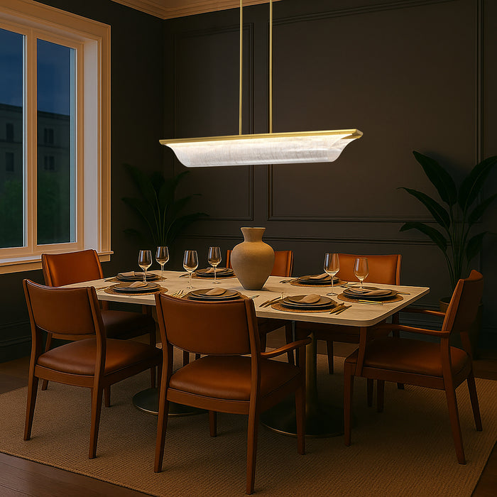 SATCO/NUVO Idris LED Island Pendant Vintage Brass Finish Light Guide Panels (62-2411)