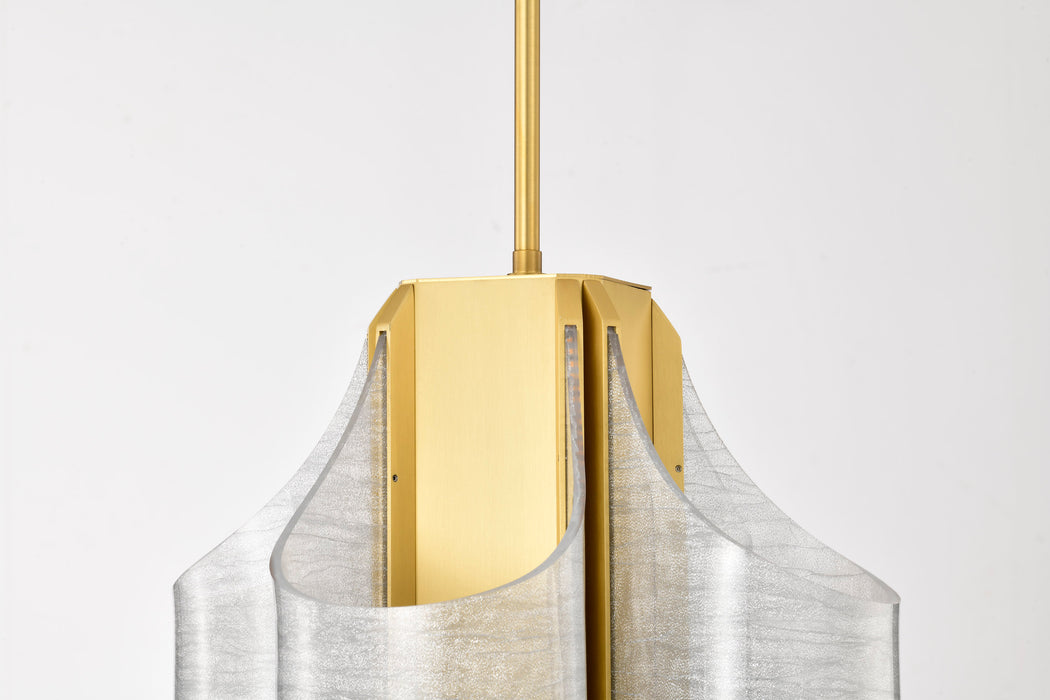 SATCO/NUVO Idris LED 4-Light Pendant Vintage Brass Finish Light Guide Panels (62-2412)