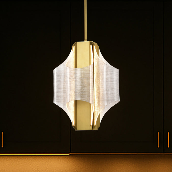 SATCO/NUVO Idris LED 4-Light Pendant Vintage Brass Finish Light Guide Panels (62-2412)