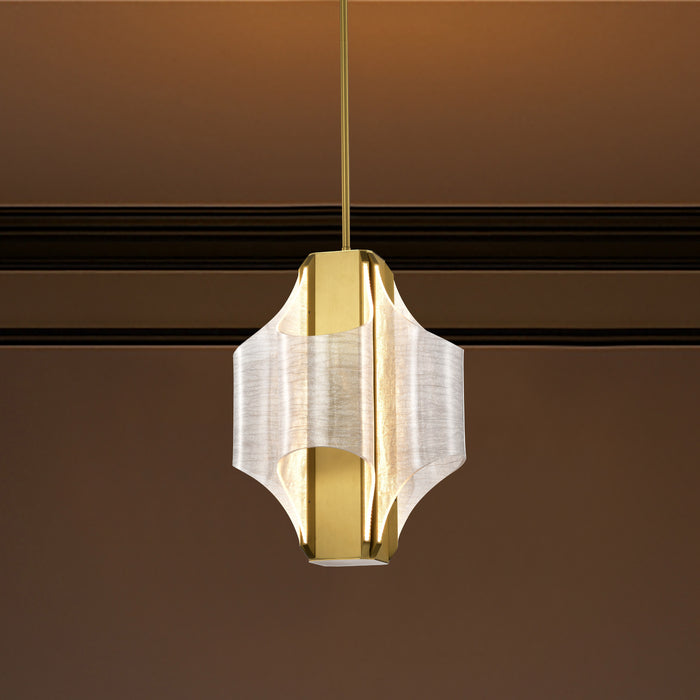 SATCO/NUVO Idris LED 4-Light Pendant Vintage Brass Finish Light Guide Panels (62-2412)