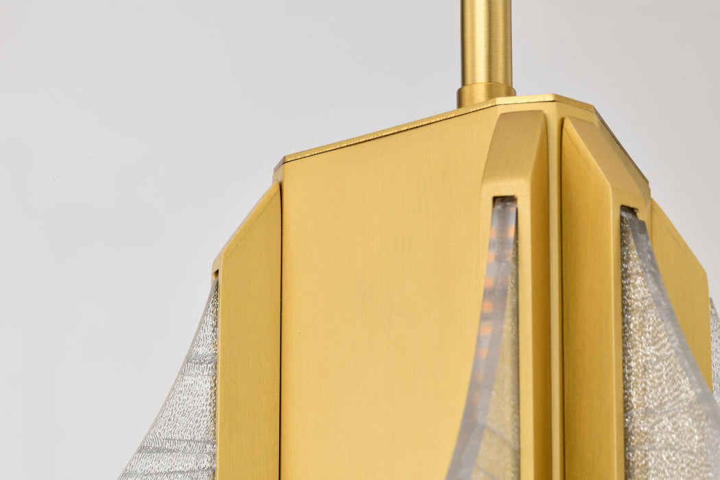 SATCO/NUVO Idris LED 3-Light Pendant Vintage Brass Finish Light Guide Panels (62-2413)
