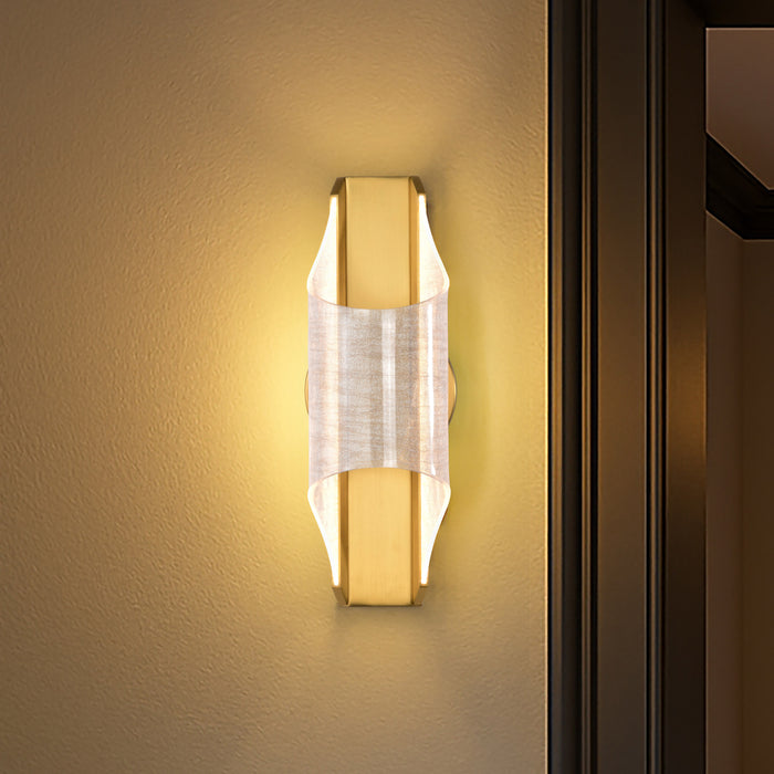 SATCO/NUVO Idris LED 1-Light Wall Sconce Vintage Brass Finish Light Guide Panels (62-2414)