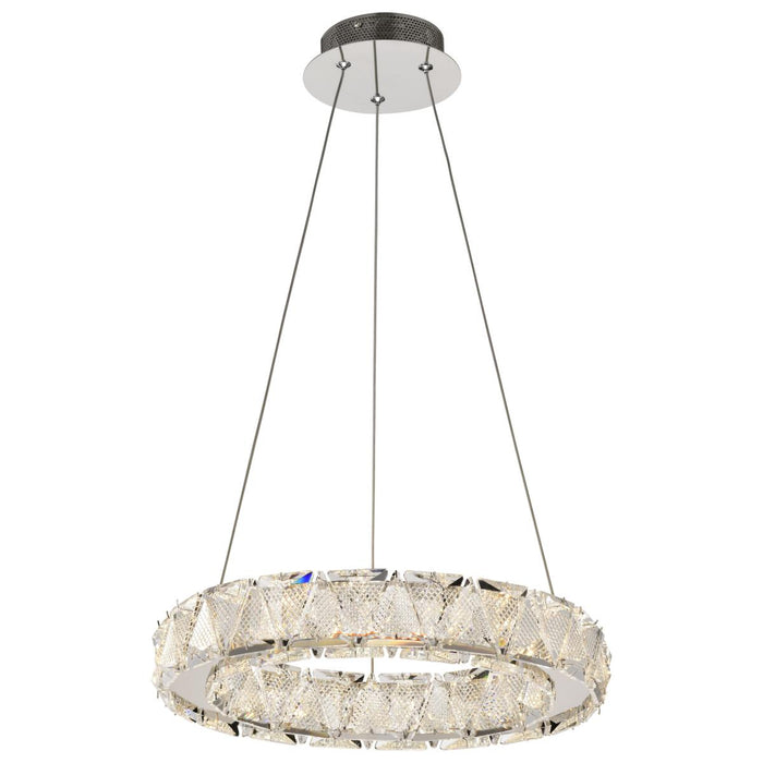 SATCO/NUVO Asher LED 15 Inch Pendant 27W 3000K 90 CRI Polished Nickel Finish K9 Crystal (62-2441)