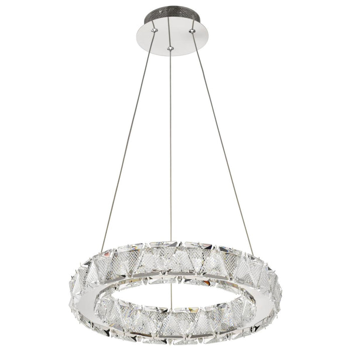SATCO/NUVO Asher LED 15 Inch Pendant 27W 3000K 90 CRI Polished Nickel Finish K9 Crystal (62-2441)