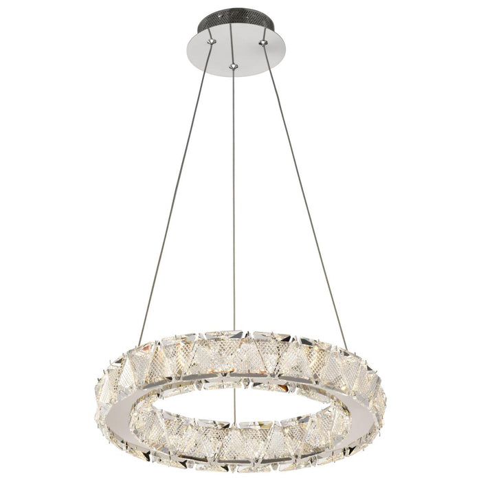 SATCO/NUVO Asher LED 15 Inch Pendant 27W 3000K 90 CRI Polished Nickel Finish K9 Crystal (62-2441)
